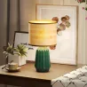 Lámpara de Mesa con Base de Cerámica y Pantalla de Lino Estilo Retro para Dormitorio 40W Verde y Madera Natural - Ogal.Es