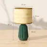 Lámpara de Mesa con Base de Cerámica y Pantalla de Lino Estilo Retro para Dormitorio 40W Verde y Madera Natural - Ogal.Es
