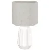 Lámpara de Mesa con Base de Cerámica y Pantalla de Lino Estilo Retro para Dormitorio 40W Blanco y Beige - Ogal.Es