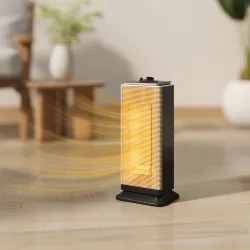 Calefactor Cerámico Eléctrico Cerámico 2000 W con Oscilación Termostato Ajustable y 3 Modos 18x15x40,5 cm Negro - Ogal.Es