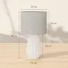 Lámpara de Mesa con Base de Cerámica y Pantalla de Lino Estilo Retro para Dormitorio 40W Blanco y Beige - Ogal.Es