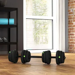 Juego de Mancuernas Ajustables 25 kg 4 en 1 con Barras Conexión y Mangos Antideslizantes para Gimnasio en Casa N... - Ogal.Es