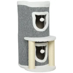 Árbol Rascador para Gatos Árbol para Gatos 76 cm con Cama 2 Cuevas Postes de Sisal Alfombra Bolas para Jugar Gris - Ogal.Es