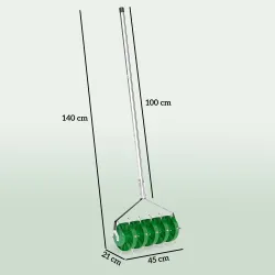 Rodillo Aireador de Césped con Clavos y Mango Desmontable de 100 cm en Tres Piezas para Aflojar el Suelo 45 cm A... - Ogal.Es