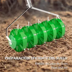 Rodillo Aireador de Césped con Clavos y Mango Desmontable de 100 cm en Tres Piezas para Aflojar el Suelo 45 cm A... - Ogal.Es