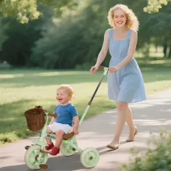 Triciclo para Bebés 2 en 1 para 2-5 Años con Barra Parental Pedales Antideslizantes, Reposapiés Plegables y Cest... - Ogal.Es