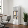 Librería de 4 Niveles Estantería para Libros Moderna con Estantes Abiertos y Puerta 40x30x120 cm Blanco - Ogal.Es