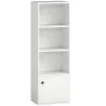 Librería de 4 Niveles Estantería para Libros Moderna con Estantes Abiertos y Puerta 40x30x120 cm Blanco - Ogal.Es