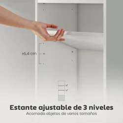 Librería de 4 Niveles Estantería para Libros Moderna con Estantes Abiertos y Puerta 40x30x120 cm Blanco - Ogal.Es
