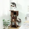 Árbol Rascador para Gatos 160 cm con Plataformas Cama 2 Cuevas Hamaca Escalera Postes de Sisal Marrón - Ogal.Es