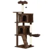 Árbol Rascador para Gatos 160 cm con Plataformas Cama 2 Cuevas Hamaca Escalera Postes de Sisal Marrón - Ogal.Es