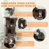 Árbol Rascador para Gatos 160 cm con Plataformas Cama 2 Cuevas Hamaca Escalera Postes de Sisal Marrón - Ogal.Es