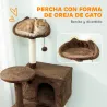 Árbol Rascador para Gatos 160 cm con Plataformas Cama 2 Cuevas Hamaca Escalera Postes de Sisal Marrón - Ogal.Es