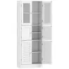 Columna de Baño Estrecha con Puertas de Vidrio Puertas de Lamas Estantes Ajustables 60x30x170 cm Blanco - Ogal.Es