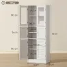 Columna de Baño Estrecha con Puertas de Vidrio Puertas de Lamas Estantes Ajustables 60x30x170 cm Blanco - Ogal.Es