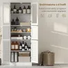 Columna de Baño Estrecha con Puertas de Vidrio Puertas de Lamas Estantes Ajustables 60x30x170 cm Blanco - Ogal.Es