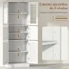 Columna de Baño Estrecha con Puertas de Vidrio Puertas de Lamas Estantes Ajustables 60x30x170 cm Blanco - Ogal.Es