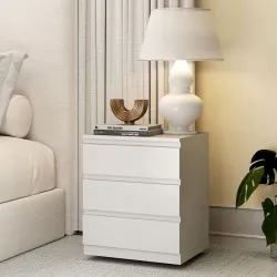 Cómoda 3 Cajones con Cierre Suave Cajonera para Salón Oficina Estilo Moderno 45x40x52,8 cm Blanco - Ogal.Es