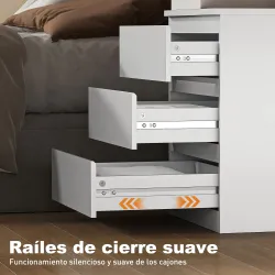 Cómoda 3 Cajones con Cierre Suave Cajonera para Salón Oficina Estilo Moderno 45x40x52,8 cm Blanco - Ogal.Es