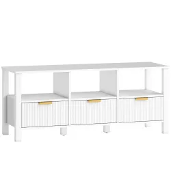 Mueble de TV Moderno con 3 Cajones y 3 Estantes Abiertos para Televisión 43-55 Pulgadas 120x39,5x50 cm Blanco - Ogal.Es