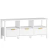 Mueble de TV Moderno con 3 Cajones y 3 Estantes Abiertos para Televisión 43-55 Pulgadas 120x39,5x50 cm Blanco - Ogal.Es