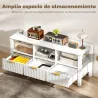 Mueble de TV Moderno con 3 Cajones y 3 Estantes Abiertos para Televisión 43-55 Pulgadas 120x39,5x50 cm Blanco - Ogal.Es