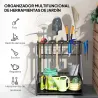 Organizador de Herramientas de Jardín Estantería de Almacenamiento de 3 Niveles para Garaje con Ganchos - Ogal.Es