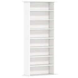 Estantería para CDs y DVDs Estrecha con 8 Compartimentos Estantes Ajustables 58x24x126,3 cm Blanco - Ogal.Es