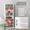 Estantería para CDs y DVDs Estrecha con 8 Compartimentos Estantes Ajustables 58x24x126,3 cm Blanco - Ogal.Es