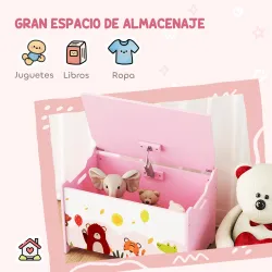 Caja de Almacenaje de Juguetes Baúl Juguetes Infantil con Tapa Abatible Asas Estampados de Animales 60x37x39 cm ... - Ogal.Es