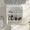 Mueble de Baño Colgar con Estantes 2 Puertas con Diseño de Arco Tiradores Dorados 60x20x60 cm Blanco - Ogal.Es