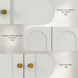 Mueble de Baño Colgar con Estantes 2 Puertas con Diseño de Arco Tiradores Dorados 60x20x60 cm Blanco - Ogal.Es