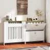Cubre Radiadores con Zapatero Cubierta para Radiador con 2 Cajones Abatibles 152x19x81 cm Blanco - Ogal.Es