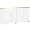 Cubre Radiadores con Zapatero Cubierta para Radiador con 2 Cajones Abatibles 152x19x81 cm Blanco - Ogal.Es