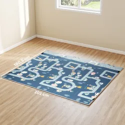 Alfombra Bebé Acolchada Plegable Reversible 202x180,5x1 cm Laterales Abatibles Impermeable Multicolor - Ogal.Es