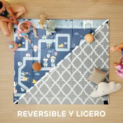 Alfombra Bebé Acolchada Plegable Reversible 202x180,5x1 cm Laterales Abatibles Impermeable Multicolor - Ogal.Es