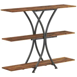 Mesa de Consola Mesa de Sofá con 2 Estantes Abiertos y Marco Metálico en X Estilo Industrial Marrón Rústico - Ogal.Es
