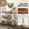 Mesa de Consola Mesa de Sofá con 2 Estantes Abiertos y Marco Metálico en X Estilo Industrial Marrón Rústico - Ogal.Es