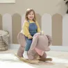 Caballito Balancín para Bebés con Sonido de Elefante y Cinturón de Seguridad de 3 Puntos Base de Madera Marrón - Ogal.Es