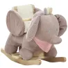 Caballito Balancín para Bebés con Sonido de Elefante y Cinturón de Seguridad de 3 Puntos Base de Madera Marrón - Ogal.Es