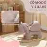 Caballito Balancín para Bebés con Sonido de Elefante y Cinturón de Seguridad de 3 Puntos Base de Madera Marrón - Ogal.Es
