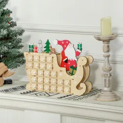 Calendario de Adviento de Madera con 24 Cajones Calendario de Navidad Reutilizable para Rellenar 22,5x8x36 cm Na... - Ogal.Es