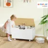 Baúl Juguetes Infantil con Ruedas Tapa Abatible con Bisagra de Seguridad Diseño de Nube Blanco y Natural - Ogal.Es