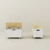 Baúl Juguetes Infantil con Ruedas Tapa Abatible con Bisagra de Seguridad Diseño de Nube Blanco y Natural - Ogal.Es