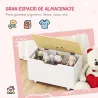 Baúl Juguetes Infantil con Ruedas Tapa Abatible con Bisagra de Seguridad Diseño de Nube Blanco y Natural - Ogal.Es