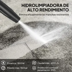 Hidrolimpiadora de Alta Presión 1800W con Accesorios Ángulo Ajustable y Parada Automática 30x27,5x76 cm Rojo y N... - Ogal.Es