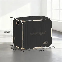 Cajón Pliométrico de Madera 3 en 1 con 3 Alturas Diferentes Asas sin Esquinas Entrenamiento de Salto 61x51x41 cm - Ogal.Es