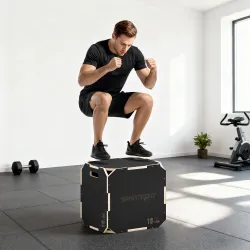Cajón Pliométrico de Madera 3 en 1 con 3 Alturas Diferentes Asas sin Esquinas Entrenamiento de Salto 51x48x41 cm - Ogal.Es