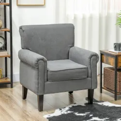 Butaca de Salón Tapizada en Tela Sillón Relax con Reposabrazos Asiento Extraíble para Dormitorio 79x72,5x88 cm Gris - Ogal.Es