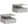 2 Mesitas de Noche Flotantes con 1 Cajón y Estante Abierto Diseño Moderno 35x32x22,5 cm Gris - Ogal.Es